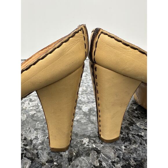 GIUSEPPE ZANOTTI Beige Patent Leather Open Toe Heel Pump Sz 39 - Picture 4 of 12